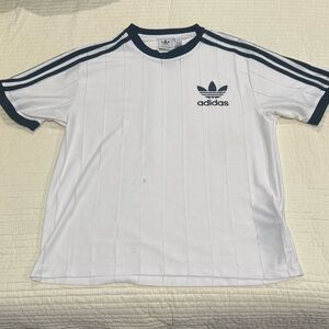 Adidas White Tee with Black Collar